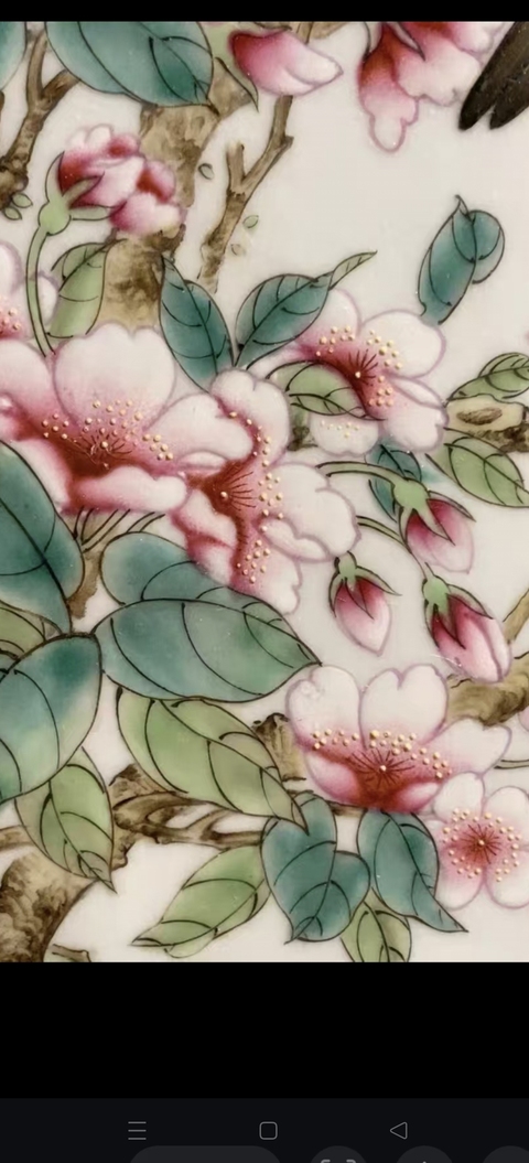 古玩陶瓷花鳥(niǎo)紋瓷板畫(huà)真品鑒賞圖