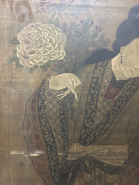 古玩字畫仇英款仕女真品鑒賞圖