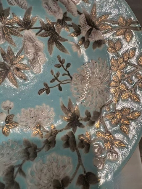 古玩陶瓷花鳥紋粉彩盤真品鑒賞圖