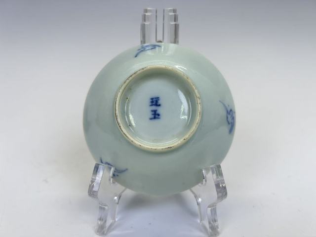 古玩陶瓷清中期·青花童子牧牛碟真品鑒賞圖