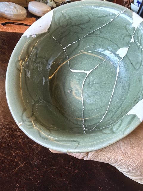 古玩陶瓷龍泉青瓷刻花高足杯真品鑒賞圖