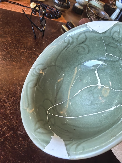 古玩陶瓷龍泉青瓷刻花高足杯真品鑒賞圖