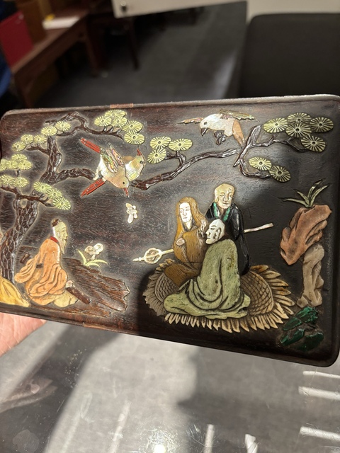古玩雜項百寶嵌木盒真品鑒賞圖