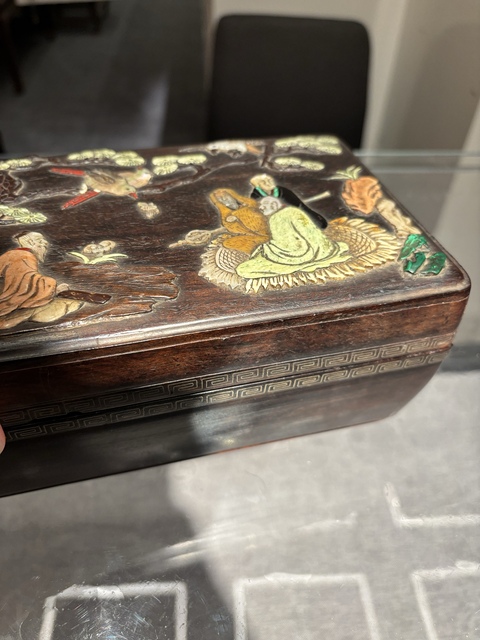 古玩雜項百寶嵌木盒真品鑒賞圖