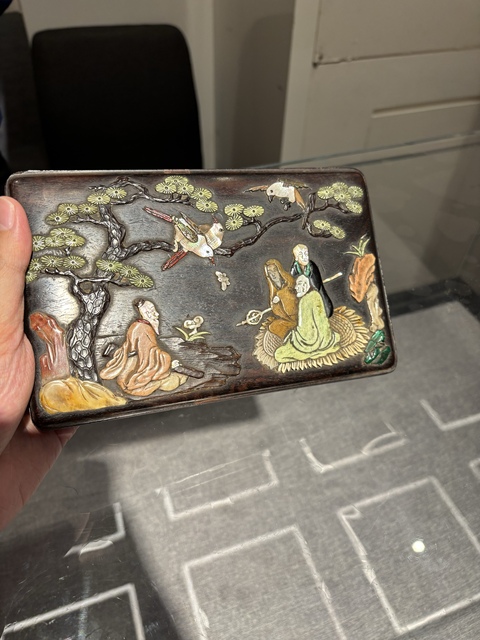 古玩雜項百寶嵌木盒真品鑒賞圖
