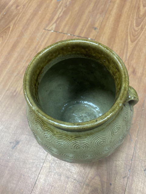古玩陶瓷黃釉印花雙系罐真品鑒賞圖