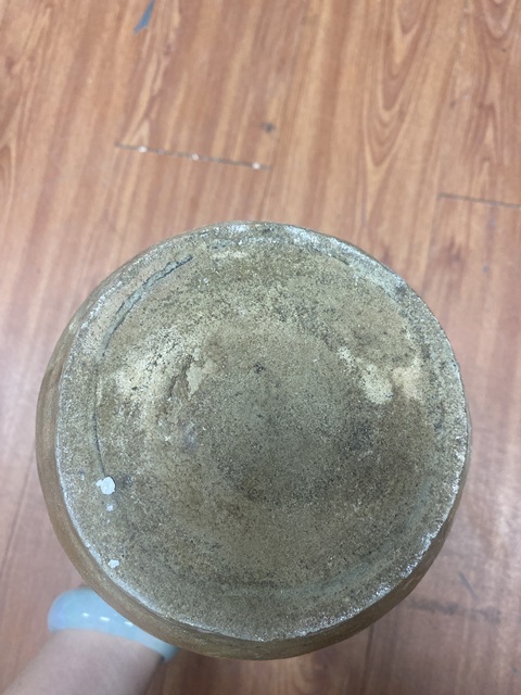 古玩陶瓷黃釉印花雙系罐真品鑒賞圖