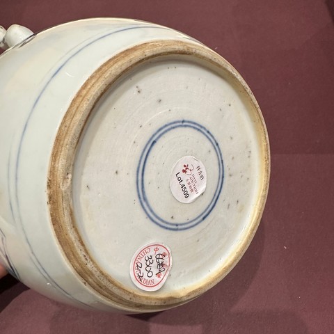 古玩陶瓷青花開(kāi)光山水人物四系壺真品鑒賞圖