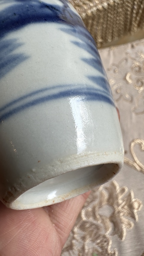 古玩陶瓷青花大吉大利圖瓶，注意品相真品鑒賞圖