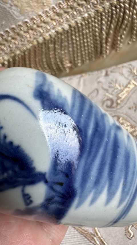 古玩陶瓷青花大吉大利圖瓶，注意品相真品鑒賞圖