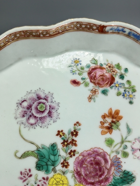 古玩陶瓷廣琺瑯風(fēng)格花卉紋樹葉盤真品鑒賞圖