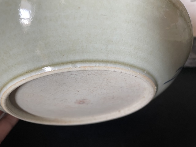 古玩陶瓷青花釉里紅魚藻紋盤真品鑒賞圖