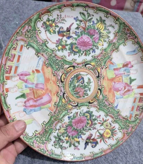 古玩陶瓷廣彩人物故事紋盤真品鑒賞圖