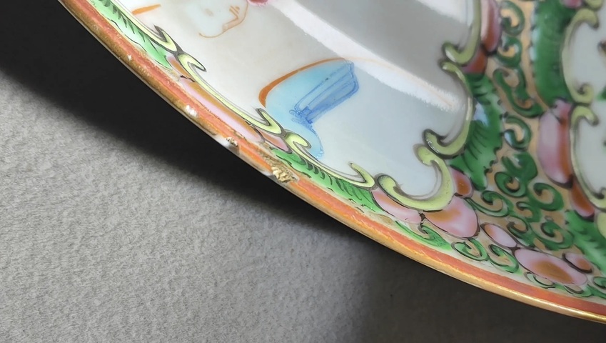 古玩陶瓷廣彩人物故事紋盤真品鑒賞圖