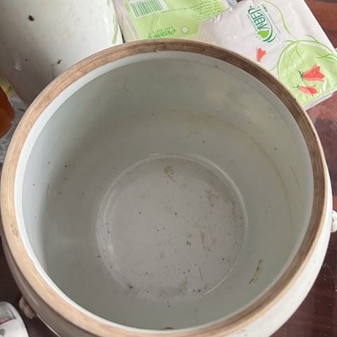 古玩陶瓷民國新粉彩林茂題材帽桶一對真品鑒賞圖