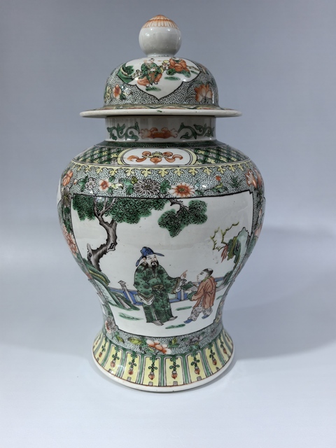 古玩陶瓷清晚五彩人物將軍罐真品鑒賞圖