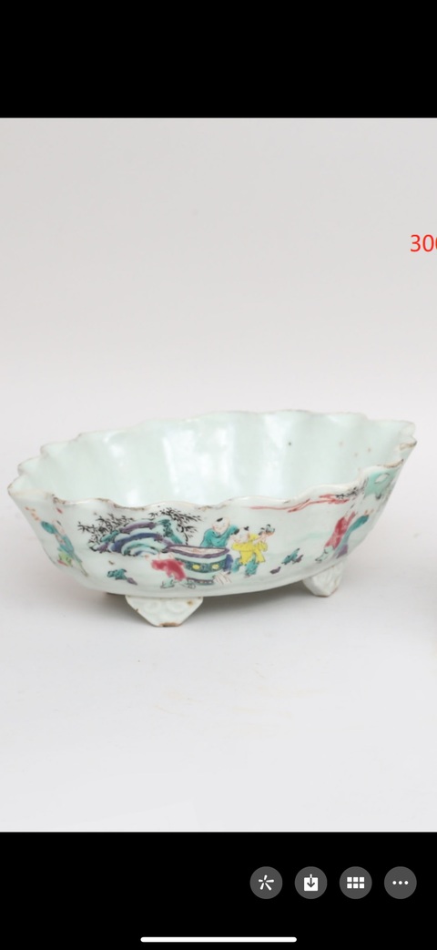 古玩陶瓷人物紋粉彩花口水仙盆真品鑒賞圖