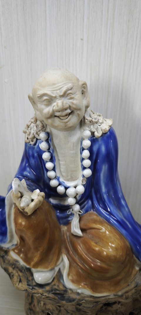 古玩陶瓷民國 達摩座像瓷塑拍賣，當前價格2400元