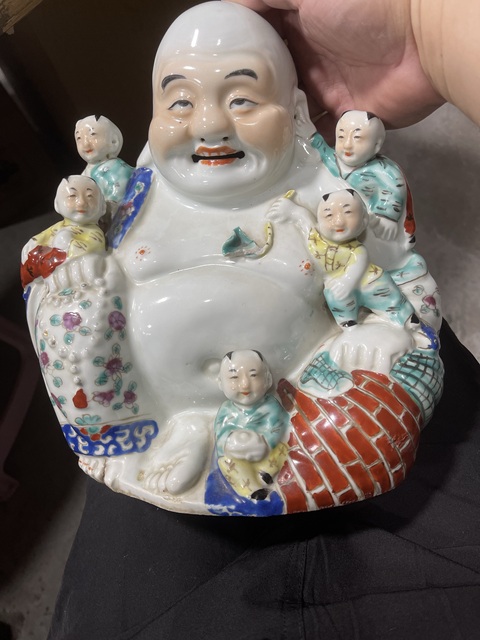 古玩陶瓷民國粉彩五子鬧佛真品鑒賞圖