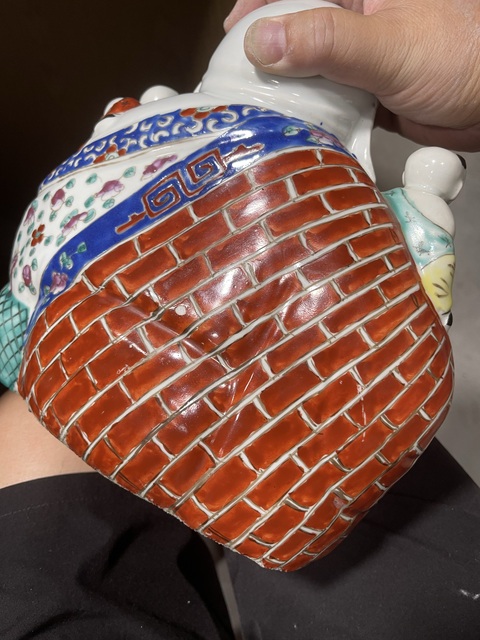 古玩陶瓷民國粉彩五子鬧佛真品鑒賞圖