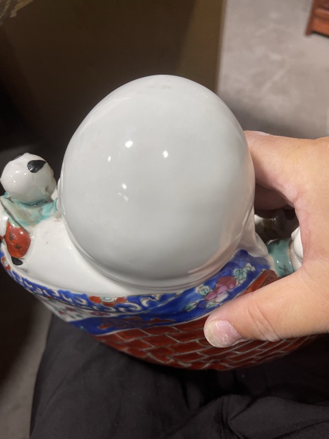 古玩陶瓷民國粉彩五子鬧佛真品鑒賞圖