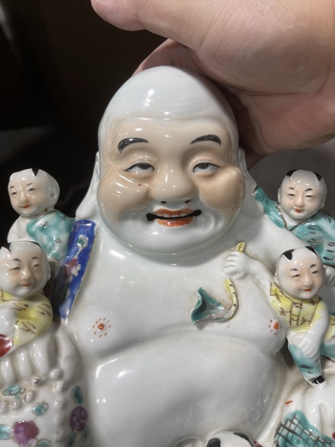 古玩陶瓷民國粉彩五子鬧佛真品鑒賞圖