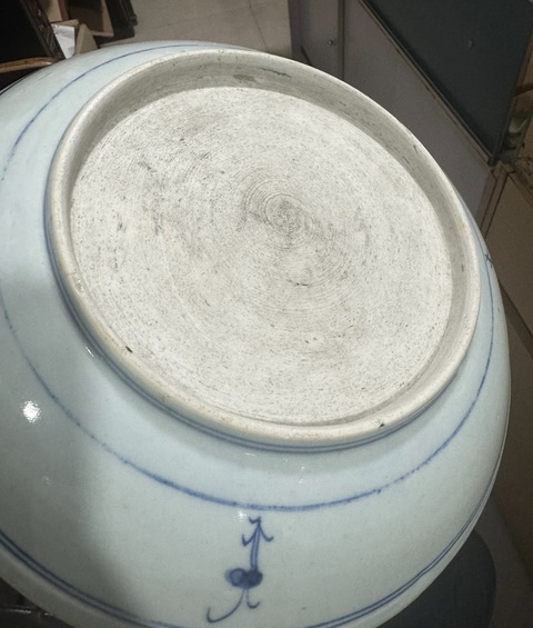 古玩陶瓷青花靈芝花卉紋盤真品鑒賞圖