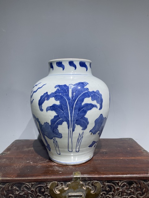 古玩陶瓷青花麒麟罐真品鑒賞圖