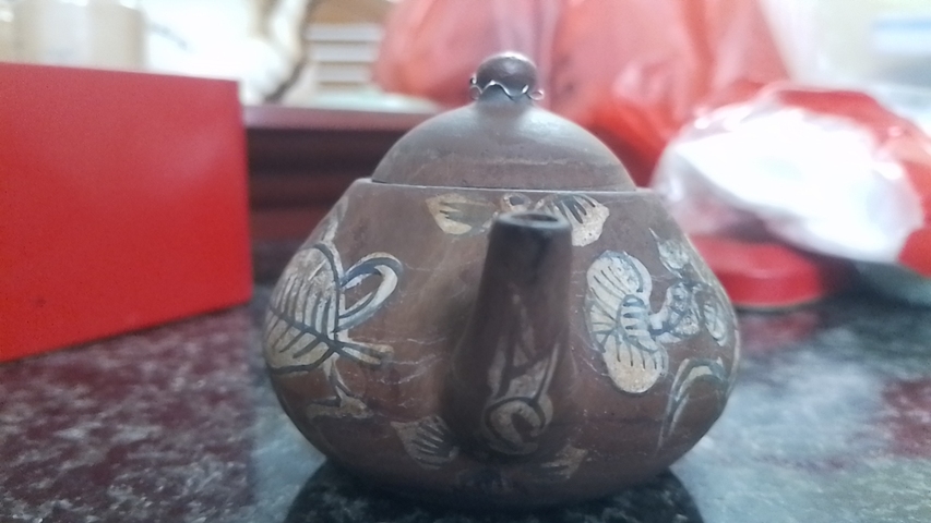古玩陶瓷紫砂加彩梨形壺真品鑒賞圖
