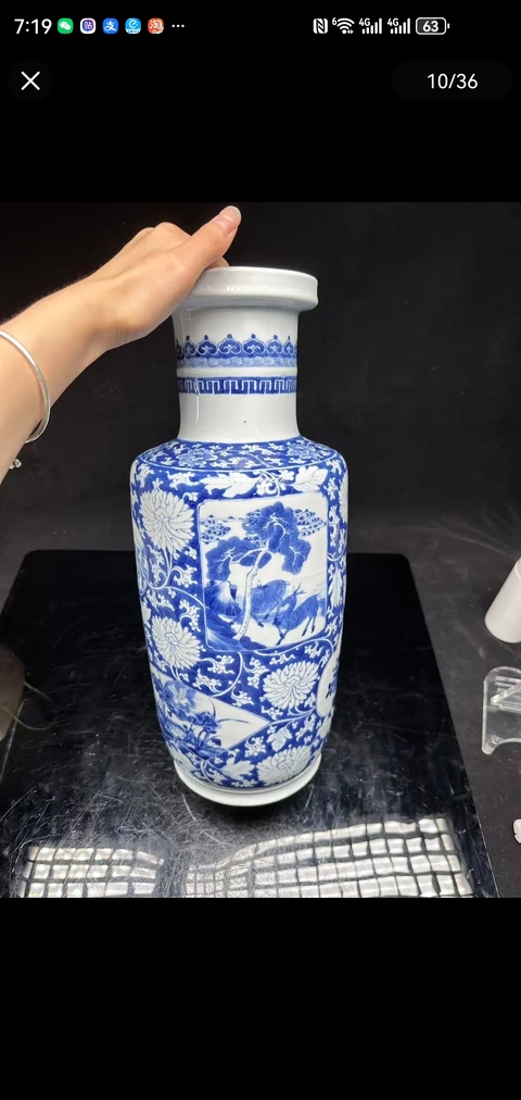古玩陶瓷康熙青花棒槌瓶真品鑒賞圖