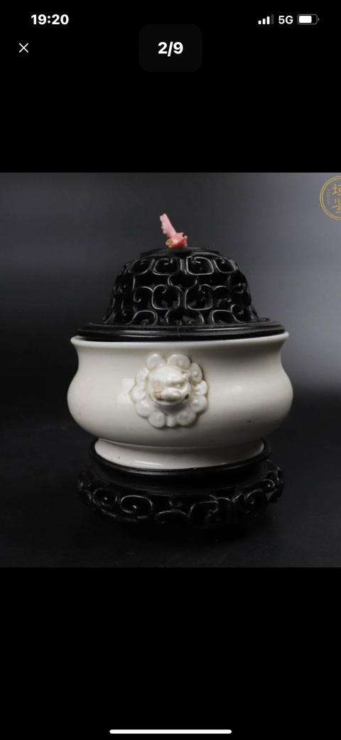 古玩陶瓷德化白瓷獅耳爐真品鑒賞圖