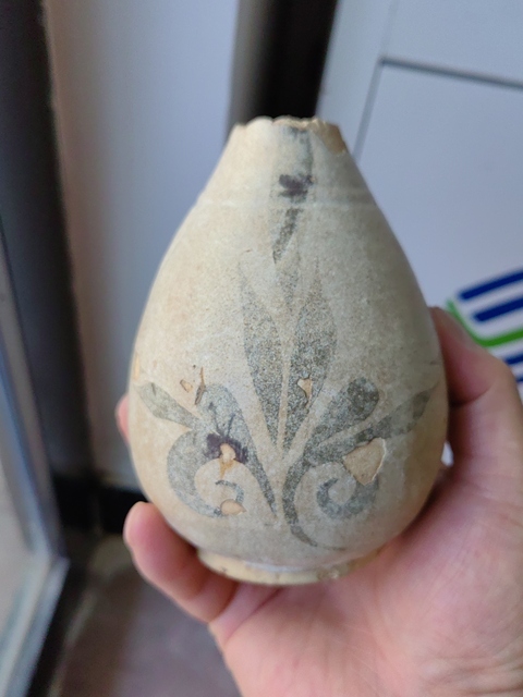 古玩陶瓷白釉褐彩玉壺春瓶真品鑒賞圖