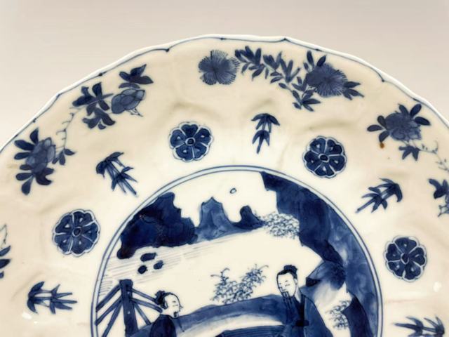 古玩陶瓷清康熙·青花高士撫琴論道圖盤拍賣，當(dāng)前價(jià)格2076元