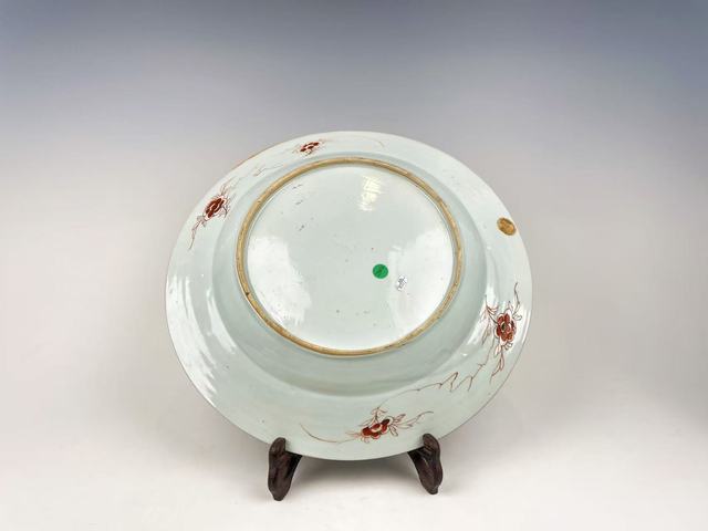 古玩陶瓷清雍正·粉彩提籃花錦地花卉折沿大盤拍賣，當前價格888元