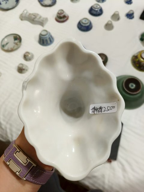 古玩陶瓷德化窯白釉靈芝杯真品鑒賞圖
