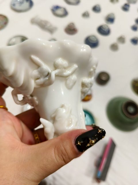 古玩陶瓷德化窯白釉靈芝杯真品鑒賞圖