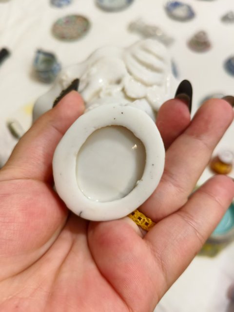 古玩陶瓷德化窯白釉靈芝杯真品鑒賞圖