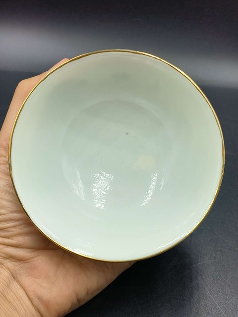 古玩陶瓷花鳥紋粉彩茶圓真品鑒賞圖