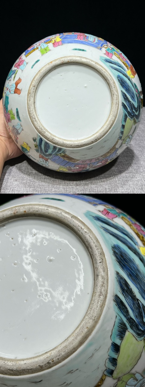 古玩陶瓷百子鬧春圖粉彩西瓜罐真品鑒賞圖