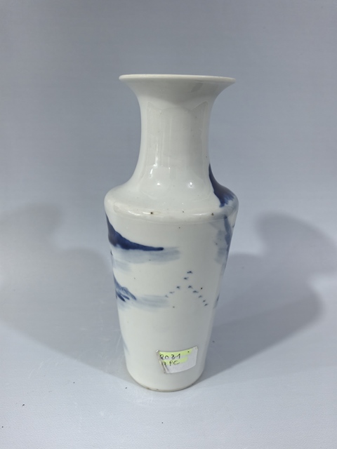 古玩陶瓷清晚青花山水樓閣人物瓶真品鑒賞圖