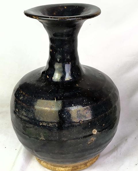 古玩陶瓷黑釉撇口瓶真品鑒賞圖