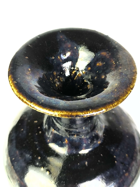 古玩陶瓷黑釉撇口瓶真品鑒賞圖