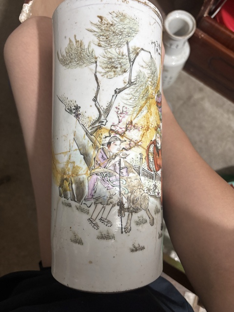 古玩陶瓷花鳥紋淺絳彩棒槌瓶真品鑒賞圖