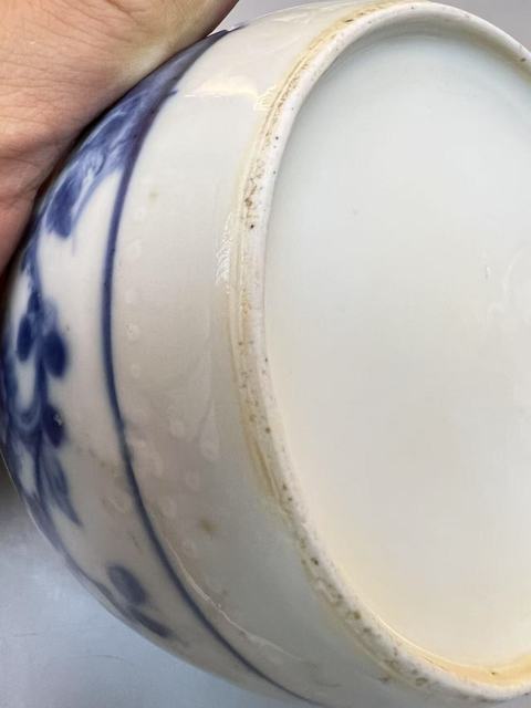 古玩陶瓷青花洞石花卉紋水洗真品鑒賞圖