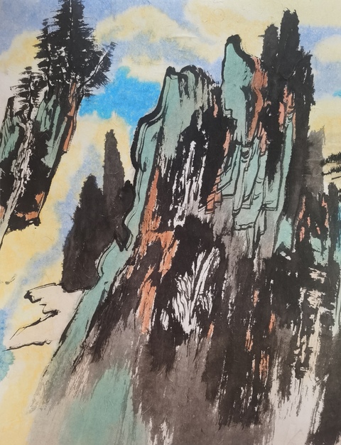 古玩字畫中國國家畫院龍瑞工作室畫家朱林山水拍賣，當(dāng)前價格699元