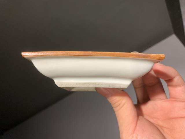 古玩陶瓷歲寒三友松竹梅四方青花盤真品鑒賞圖