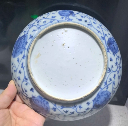 古玩陶瓷青花花卉紋盤真品鑒賞圖