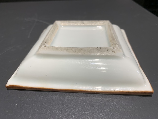 古玩陶瓷歲寒三友松竹梅四方青花盤真品鑒賞圖