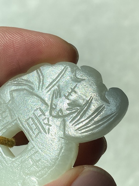 古玩玉器和田玉雕福在眼前題材掛件真品鑒賞圖