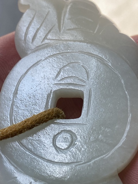 古玩玉器和田玉雕福在眼前題材掛件真品鑒賞圖